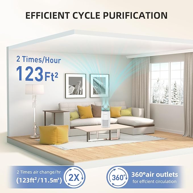Air Purifier for Home Bedroom, AromaRoom H13 HEPA Air Filter For Smoke Pollen - Image 7