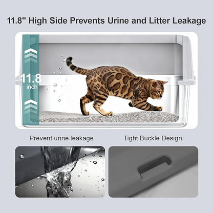 Stainless Steel Cat Litter Box, Open Top High-Sided Metal Litter Box - Image 2
