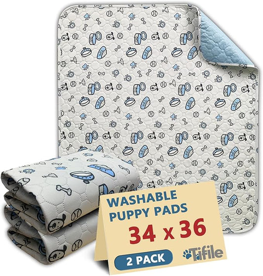 Washable Pee Pads for Dogs, 2 Pack Reusable Puppy Pads, Absorbent Whelping Pads by TIFILE