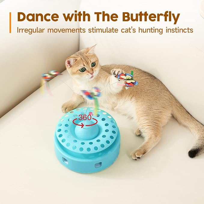 Potaroma Cat Toys 3-in-1 Automatic Interactive Kitten Toy, Fluttering Butterfly - Image 3