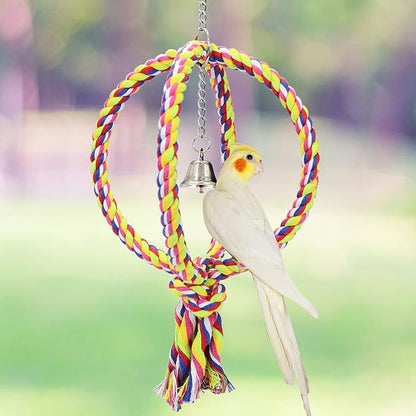 Litewoo Bird Swing Perch Stand Cotton Rope 2 Two Rings Toy - Image 5