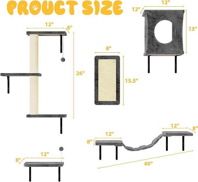 10-in-1 Cat Wall Shelves, Wooden Climbing Wall - Image 5