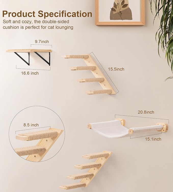 Cat Wall Shelves Set of 4, - Image 8