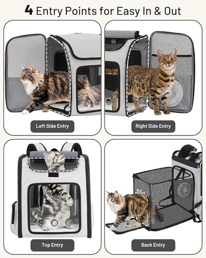 Cat Backpack Carrier with Built-in Cooling Fan & Heating Pad, Expandable Pet - Image 6