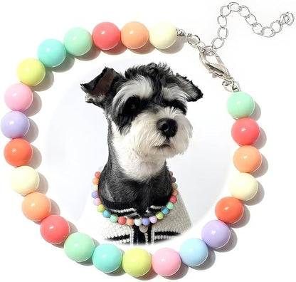 Hosiwei Dog and Cat Rainbow Beads Collar Necklace, Faux Pearls Necklace Pet by Hosiwei