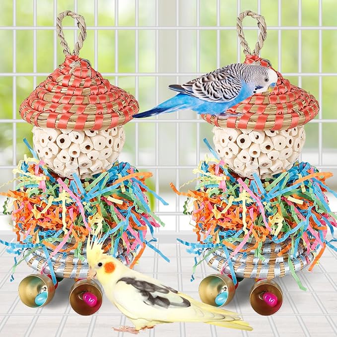 2PCS Bird Toys Parrot Foraging Shredder Hanging Toys Sola Balls - Image 5