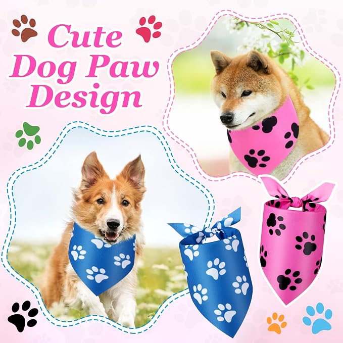 Abbylike 50 Pcs Paw Print Dog Bandanas Bulk Cute Footprint Bandanas - Image 6