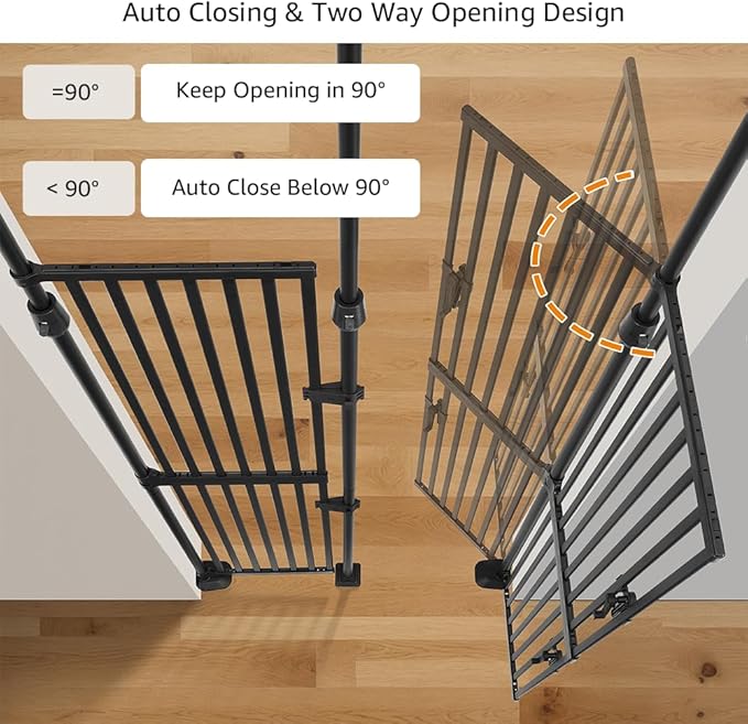 unipaws 75" High Extra Tall Cat Gate, Auto Closing and No Drilling Safety Gate - Image 4