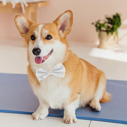 KOOLMOX Dog Bow Tie, Adjustable White Dog Collar Tie - Image 3