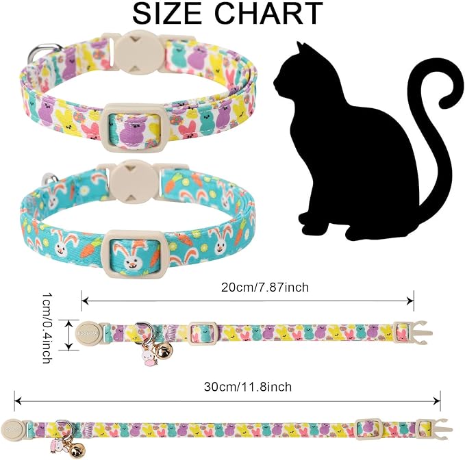 Cat Collar, 2 Pack Easter Day Bunny Cat Collars Breakaway - Image 4