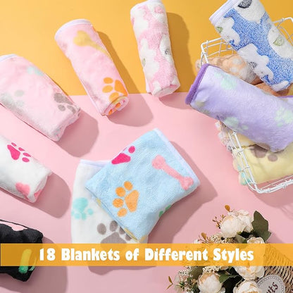 Chumia 18 Pcs Fleece Pet Blanket Soft Warm Sleep Mat Fluffy Cute Puppy Supplies - Image 6