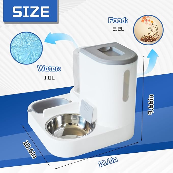 Automatic Cat Food and Water Dispenser Set 2 in 1, All-in-One Gravity Pet Feeder - Image 3