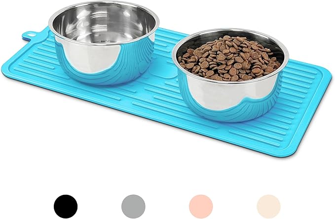 Ptlom Pet Placemat for Dog and Cat, Anti-Slip Waterproof Dogs Feeding Mat by PTLOM