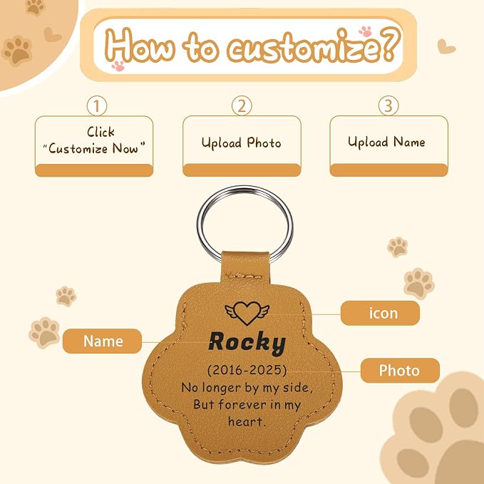 Custom Leather Pet Fur Keychain – Personalized Memorial Keepsake Keyring - Image 2