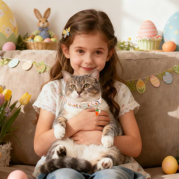 2 Pack Easter Cat Collars, DOGWONG Cute Breakaway Kitty Collars, Easter Kitten - Image 5