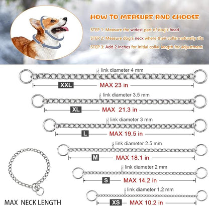 TagME Chain Choke Collar for Dogs, Adjustable Weather Proof Necklace for Medium - Image 4