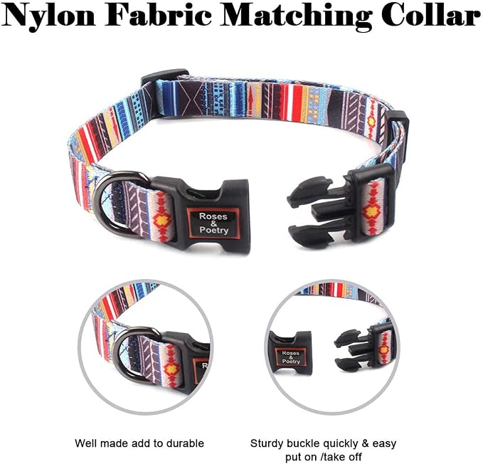 Roses&Poetry Dog Collar with Colourful Stripe Patterns, Adjustable Durable - Image 7