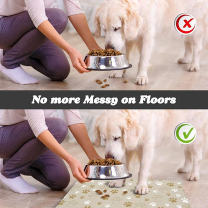 Dog Food Mat, Absorbent Water Bowl Mats Cat Pet Feeding Placemats Beige 12 * 20 - Image 5