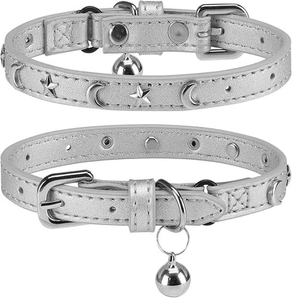 Leather Cat Collars for Boy Girl Cats by DILLYBUD