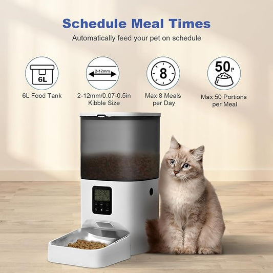 Automatic Cat Feeder, 6L Cat Food Dispenser - Image 2