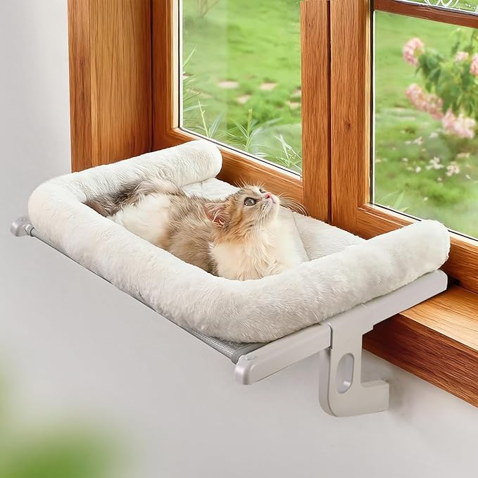 Cat Window Sill Perch with Large Bolster, Pet Hammock Bed by Zoratoo