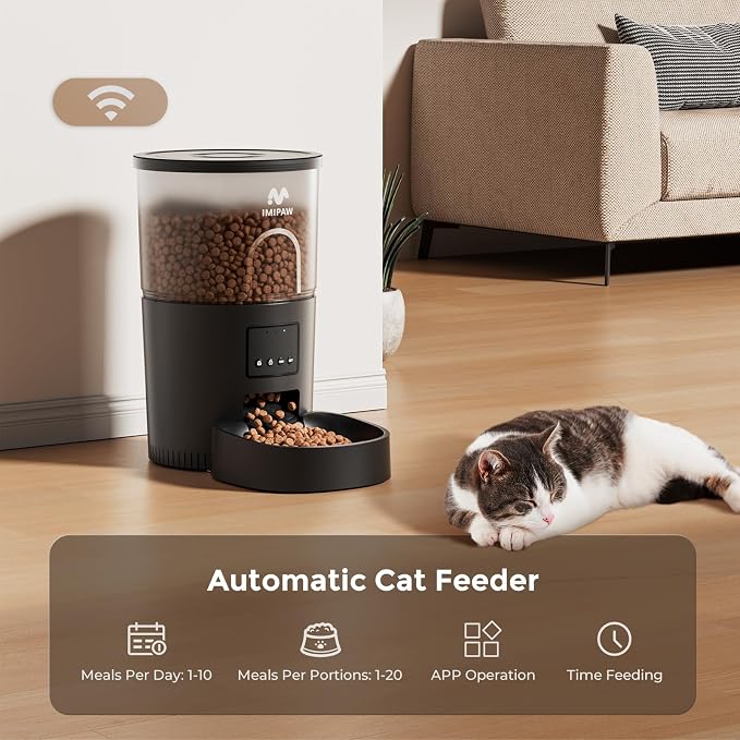 IMIPAW Automatic Cat Feeder 5G WiFi and Water Dispenser, Timed Dry Food - Image 8