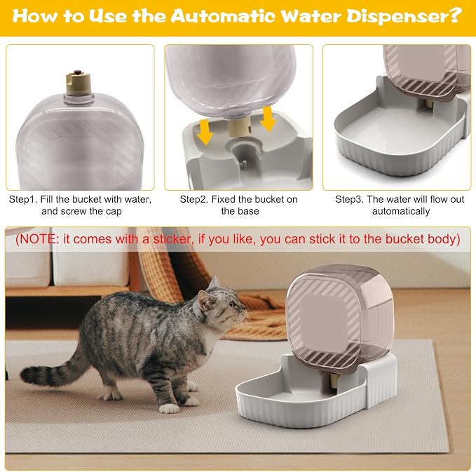 Gravity Water Bowl for Cats, 3L Automatic Pet Water Dispenser, Large Gravity - Image 5