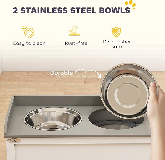 PawHut Large Elevated Dog Bowls - Image 5
