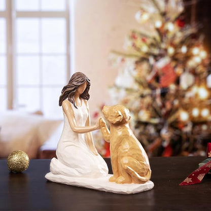 BUTILIVEEN Resin Woman with Dog Figurines, Sympathy Dog Memorial, Pet Loss Gifts - Image 6