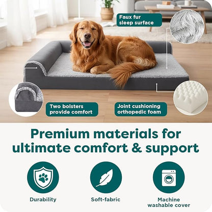 FurHaven Orthopedic Dog Bed for Large Dogs, L-Shaped Chaise Contour Mattress - Image 5