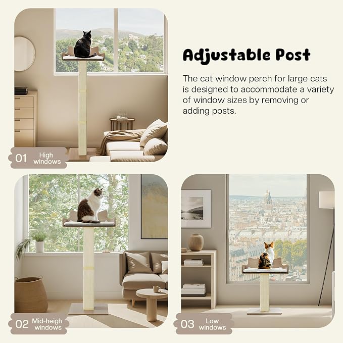 Cat Window Perch with Thick Sisal Scratching Post, Cats Hammock - Image 7