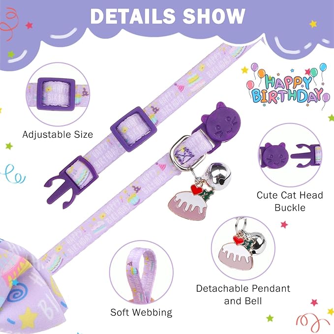 SCENEREAL Cat Bandana Collar for Birthday - Image 5