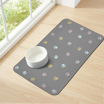 Cat Food Mat Absorbent Dog Mat for Food and Water Non Slip Quick Dry Dog Bowl by YetstockDirect