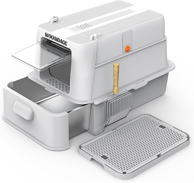 Enclosed Stainless Steel Cat Litter Box by WOOAIDAGG