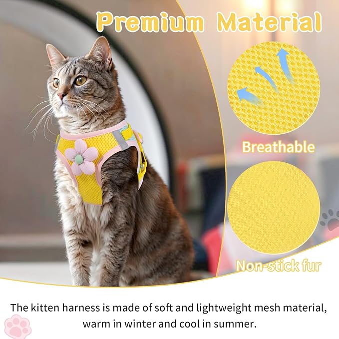 Cat Harness and Leash Set for Walking Escape Proof, Adjustable Kitten Harness - Image 4