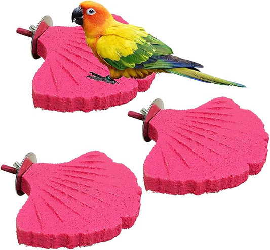 3 Pcs Parrot Perch Resin Bird Beak Grinding Stone Leaf Shape Perch Stand Foot by Apatal