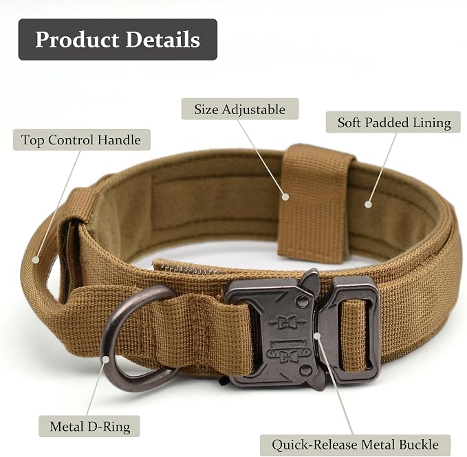 Tactical Dog Collar, Adjustable Military Training Nylon Dog Collar - Image 2
