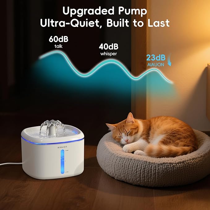 Cat Water Fountain, 2.5L/84oz Pet Cat Fountain – Ultra Quiet Upgraded Automatic - Image 6