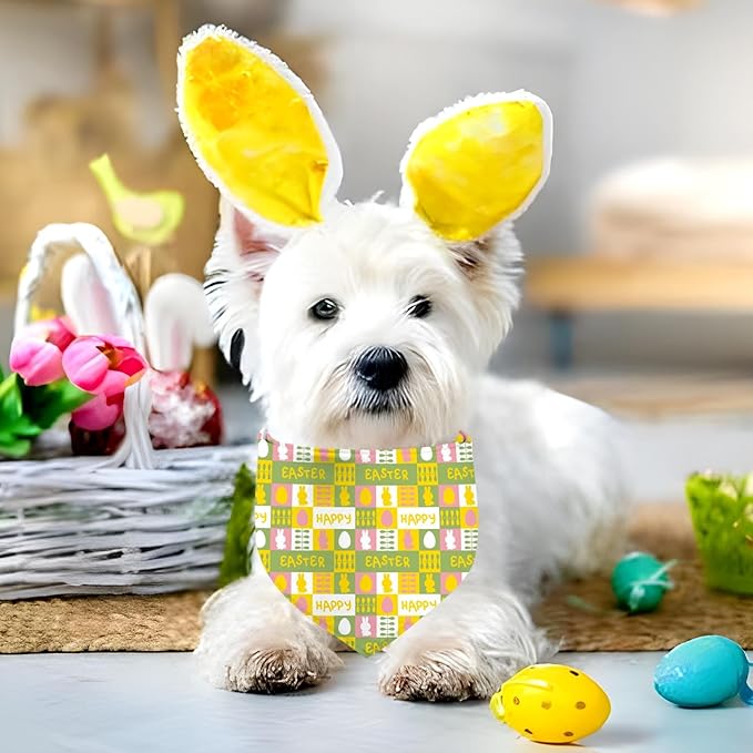 Easter Dog Bandana, 2 Pack Adjustable Holiday Party Pets Easter Egg Bandana - Image 6