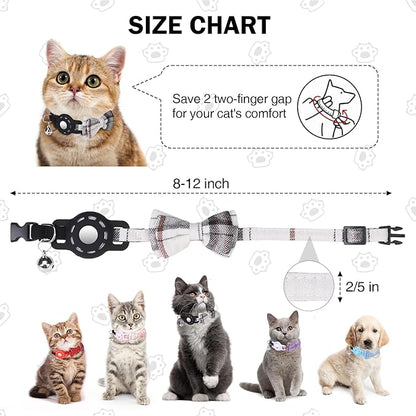 Airtag Cat Collar with Bells and Bowtie -Safety Elastic Band Kitten Collar - Image 3