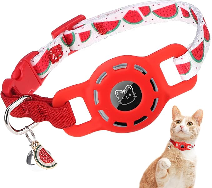 BINGPET AirTag Cat Collar with Bells, Upgraded Safety Elastic Cat Collar with by BINGPET