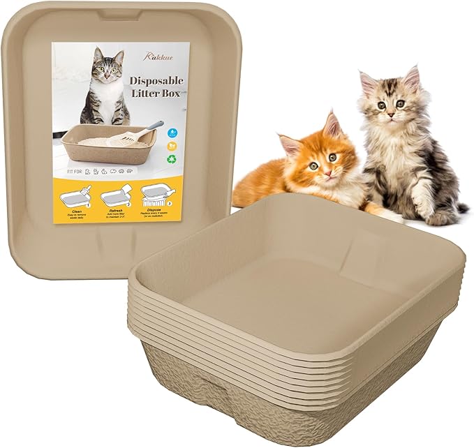 10 Pack Disposable Cat Litter Boxes, Durable Leak-Proof Cardboard Kitty Litter by Unknown