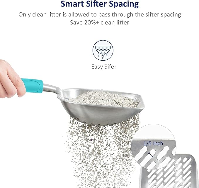 WePet Cat Litter Scoop, Aluminum Alloy Sifter, Kitty Metal Scooper, Deep Shovel - Image 3