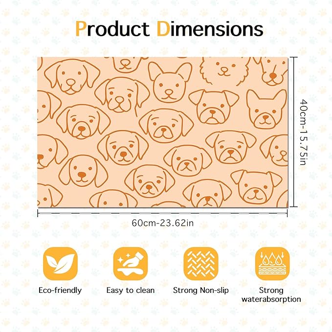 Pet Feeding Mat with Colorful Polka Dot Pattern Design 24" x 16" Dachshund - Image 6