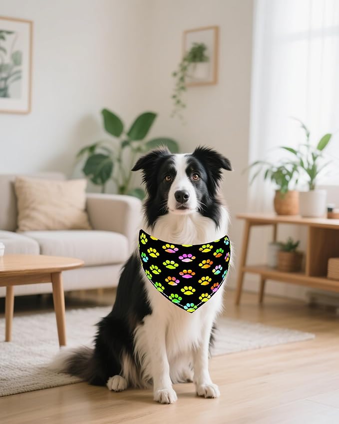 PET SHOW 50 Pack Paw Pattern Big Dog Bandanas Bulk XL Washable Triangle Bibs - Image 8