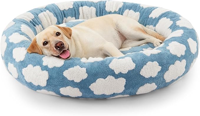 JOEJOY Donut Large Dog Bed, Cute Round Calming Dog Bed by JOEJOY