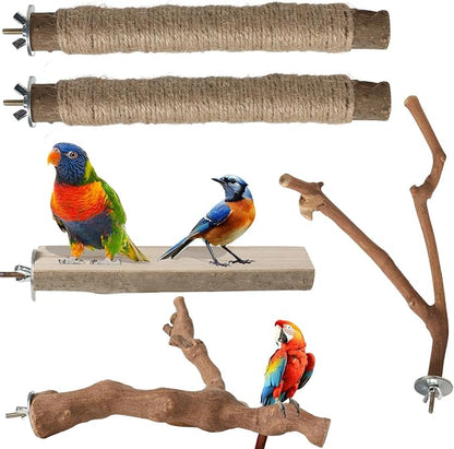REHALY Large Bird Perch Stand, Paw Grinding Forks, Stand & Toys by REHALY