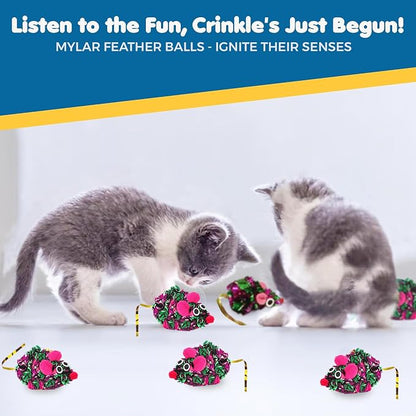 SunGrow 12 Pack Cat Crinkle Mice, 6x1.5 Inch Mice - Image 6