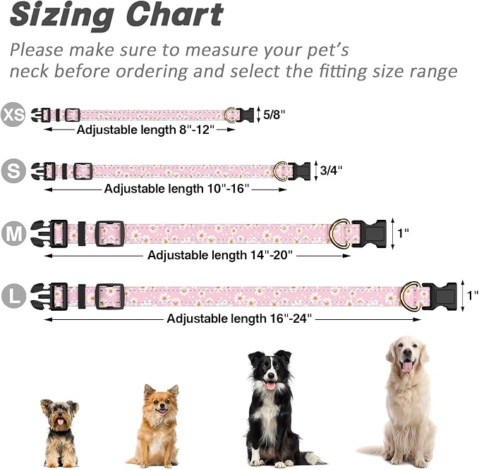 Reflective Dog Collar for Extra Small Dogs, Cute Daisy Theme Adjustable - Image 7