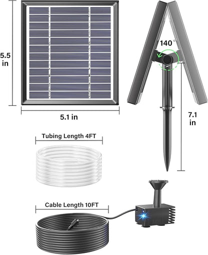 Biling Solar Fountain for Bird Bath, Solar Panel Kit Outdoor Solar Water Pump - Image 5
